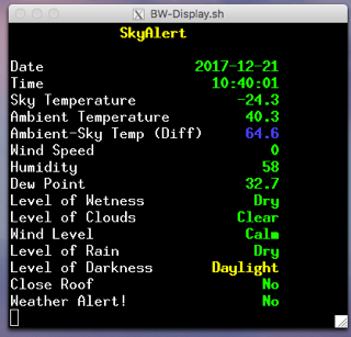 SkyAlert data display